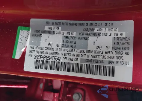 2025 Mazda Mazda3 2.5 S Select Sport from USA, damaged, VIN 3MZBPABM3SM465542